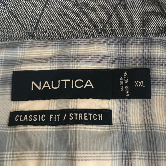 Nautica Blue and White Plaid Button-Down Shirt - Picture 11 of 12
